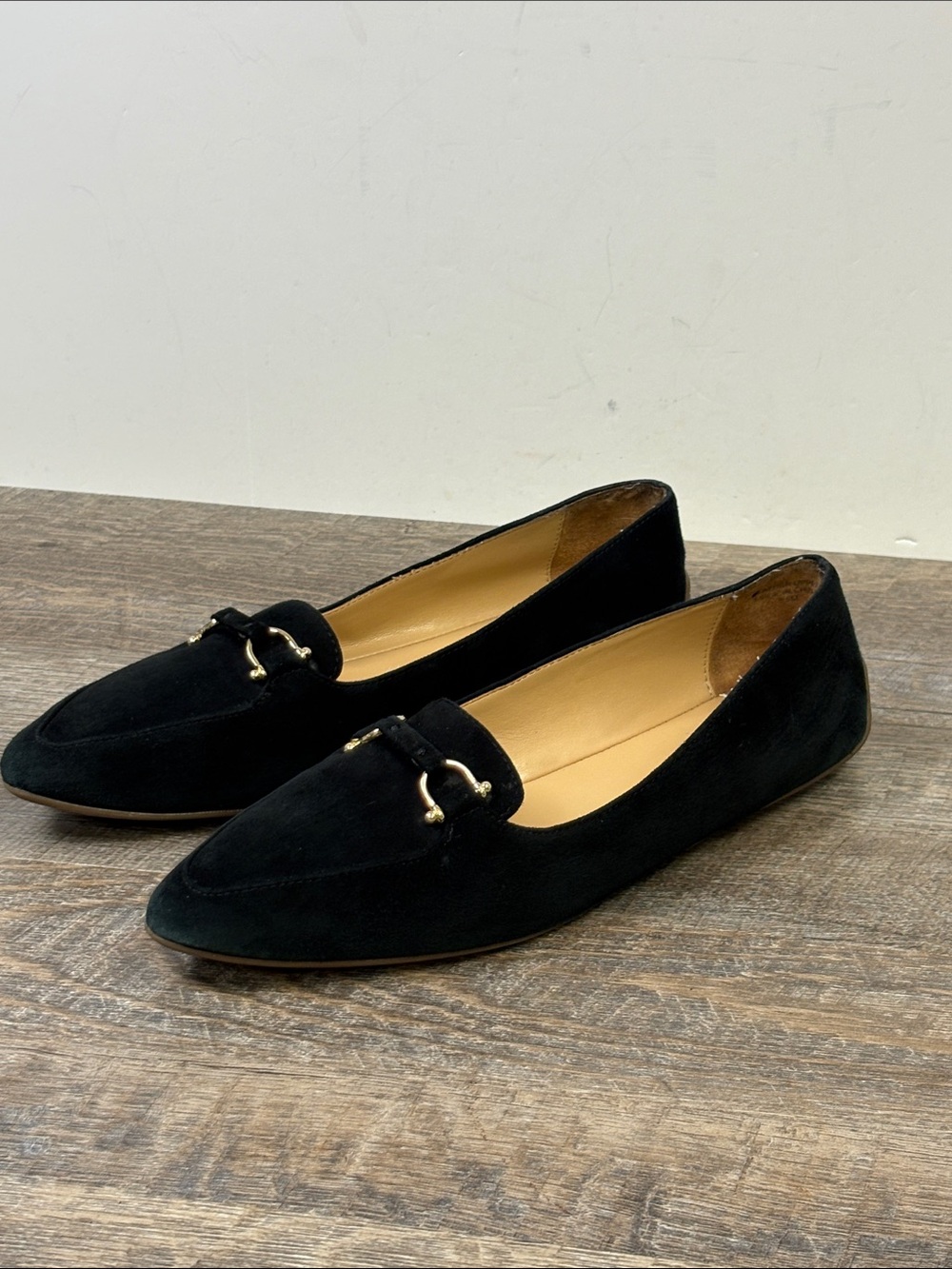Talbots Black Suede Leather Horsebit Loafers Flats Women’s Size 8.5M